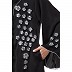 Front open abaya with hand work- Black-Silver